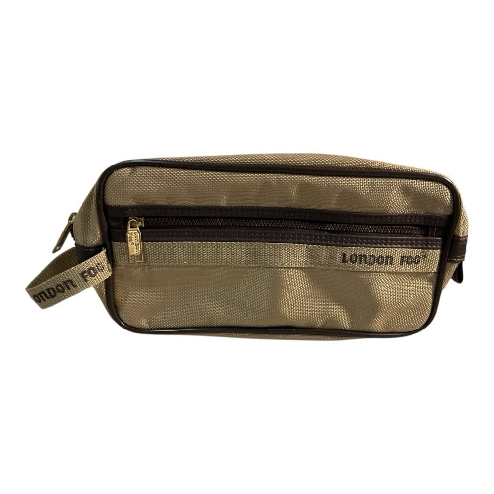 London Fog Tan Toiletry Bag Travel Organizer Structured Zip Case